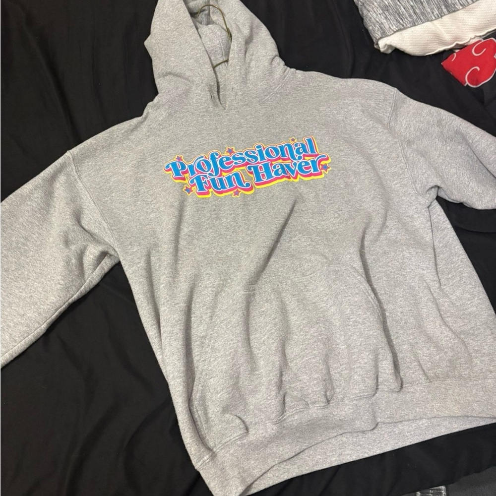 Gray Hoodie with Colorful Print